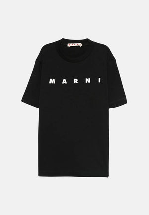 MARNI T-shirt a manica corta nera per donna, ragazzi e bambini con stampa logo M01601M00RF 0M900 MARNI 