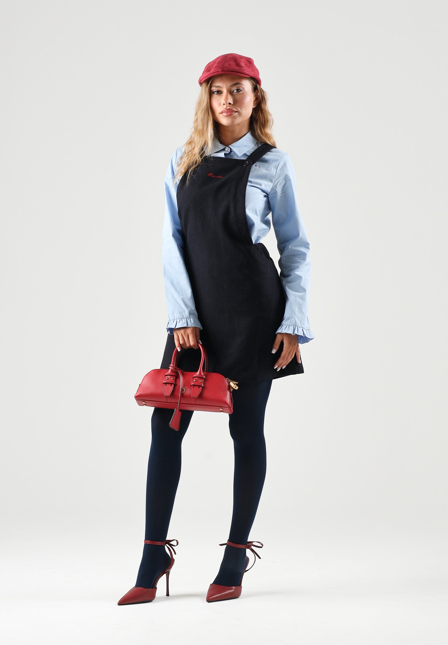 MARNI Abito salopette denim scuro per donna, ragazza e bambina con bretelle regolabili e tasche applicate M01847M00XK 0M862 MARNI 