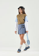 MARNI Gonna Thunderstone azzurro cielo,  per donna, ragazzi e bambini con logo ricamato e doppi dettagli fibbia laterali. M01858M00XI 0M865 MARNI 