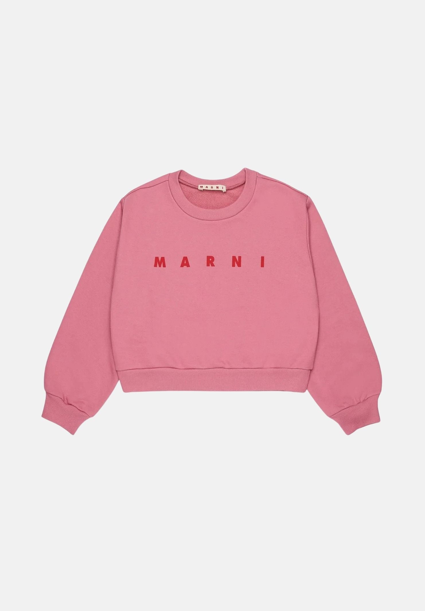 MARNI Felpa girocollo LOGO-PRINT SWEATSHIRT colore Sweet Pink, rosa per donna, ragazzi e bambini con logo frontale M01878M00V0 0M352 MARNI 