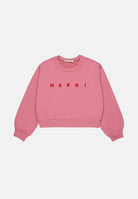 MARNI Felpa girocollo LOGO-PRINT SWEATSHIRT colore Sweet Pink, rosa per donna, ragazzi e bambini con logo frontale M01878M00V0 0M352 MARNI 