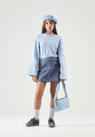 MARNI T-shirt manica lunga azzurro cielo per donna, ragazzi e bambini con logo frontale. M01905M00YM 0M863 MARNI 