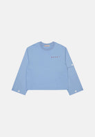 MARNI T-shirt manica lunga azzurro cielo per donna, ragazzi e bambini con logo frontale. M01905M00YM 0M863 MARNI 