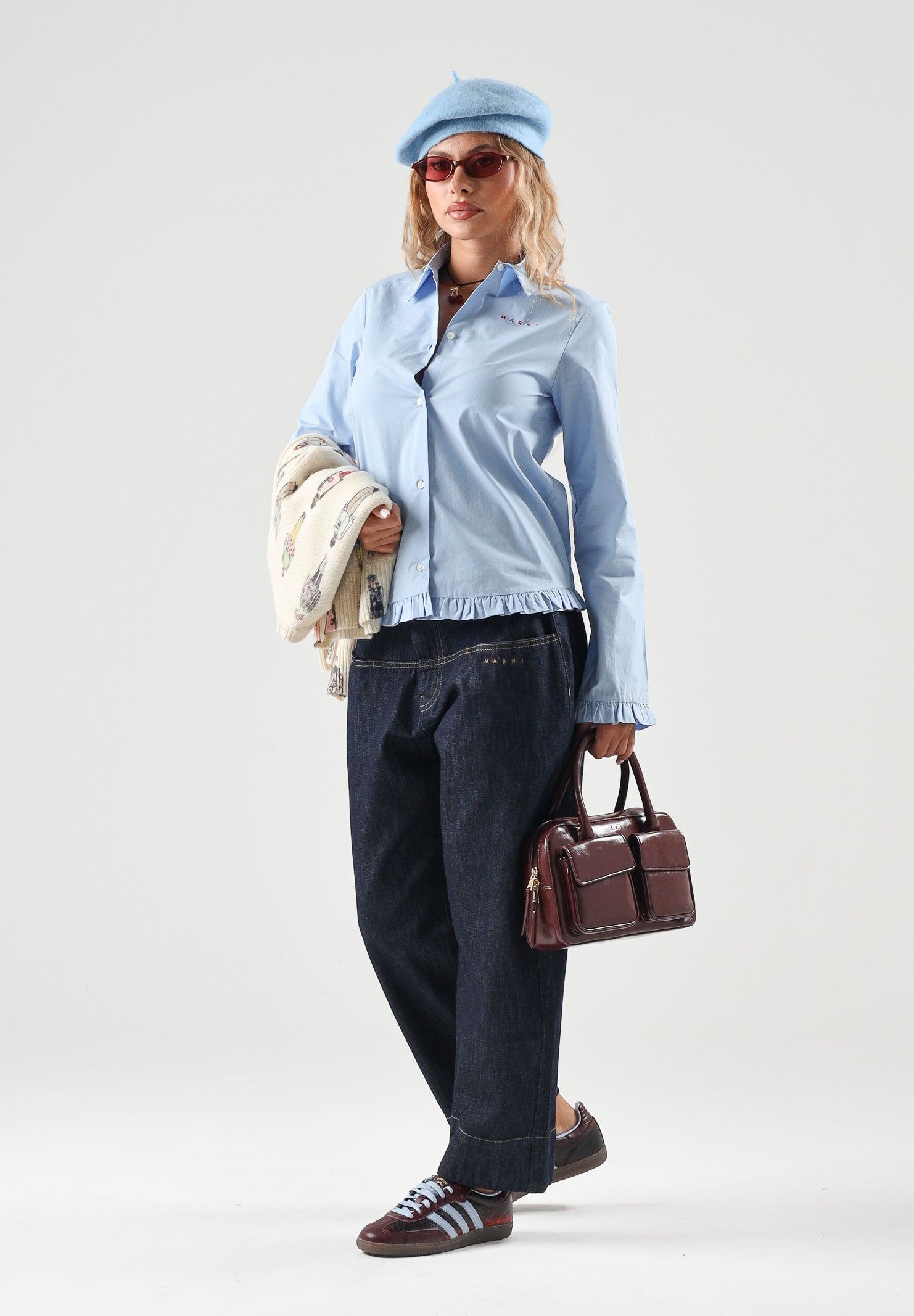 MARNI Jeans denim blu scuro per donna, ragazzi e bambini con taglio cropped M01909M00XY 0M01 MARNI 