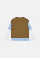 MARNI T-shirt beige e azzurra per donna, ragazzi e bambini con design doppio strato e logo M01953M00RF 0M721 MARNI 