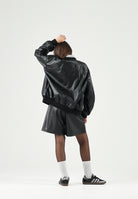 MARNI Bomber effetto pelle nero per donna, ragazzi e bambini con chiusura zip, profili a costine e logo M01977M00W2 0M900 MARNI 
