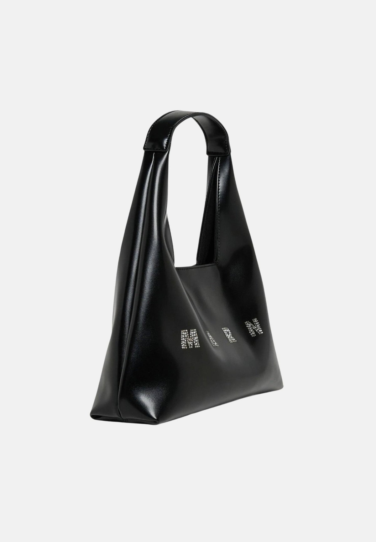 MARNI Borsa mini a spalla DIAMOND LOGO in eco-pelle nera da donna con logo frontale M02030M00TK 0M900 MARNI 