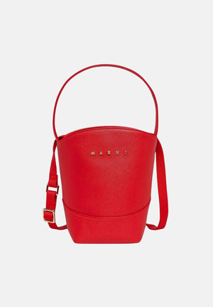MARNI Borsa a secchiello rossa per donna, ragazza e bambina con manico superiore e logo iconico gold M02031M00YE 0M416 MARNI 