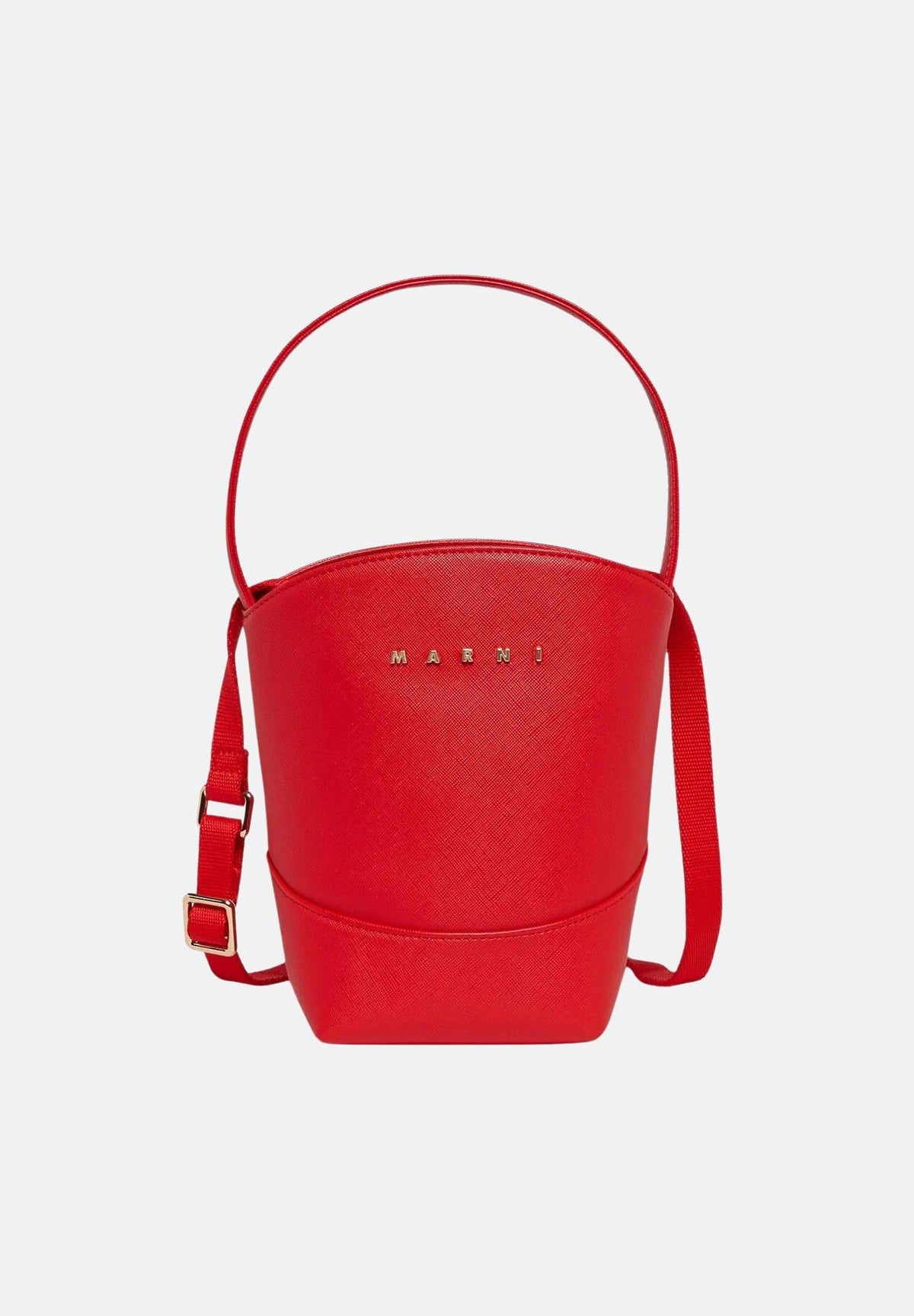 MARNI Borsa a secchiello rossa per donna, ragazza e bambina con manico superiore e logo iconico gold M02031M00YE 0M416 MARNI 
