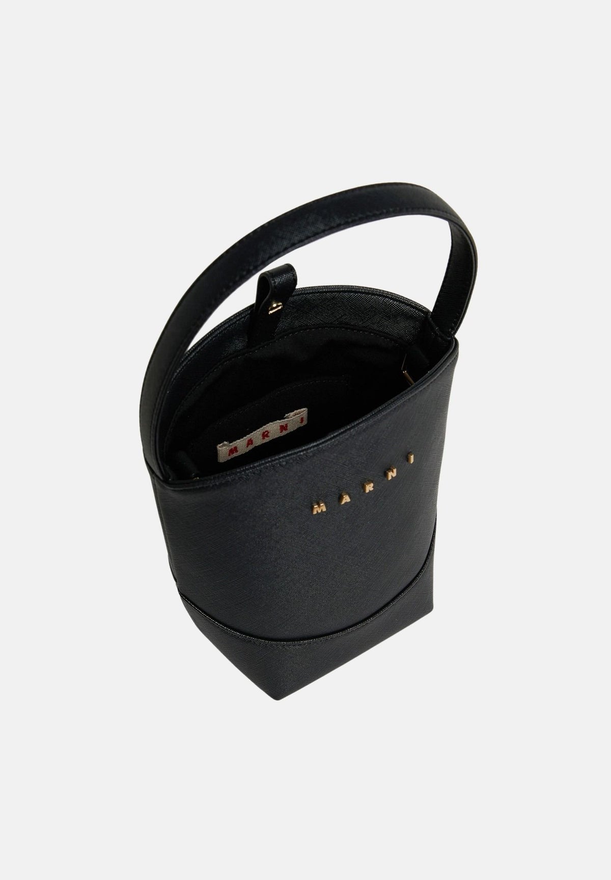 MARNI Borsa a secchiello nera per donna, ragazza e bambina con manico superiore e logo iconico gold M02031M00YE 0M900 MARNI 