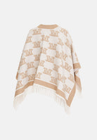 MAX MARA Mantella FRINESTD Vaniglia bianco avorio da donna, in pura lana, con monogramma jacquard, bordi sfrangiati e spilla frontale. 2426736011600 005 MAX MARA 