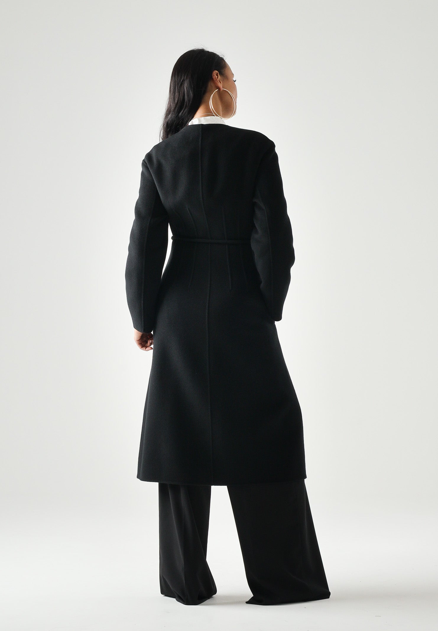MAX MARA Cappotto lungo nero in cachemire e seta da donna, con cintura<BR/> 2626016011600 007 MAX MARA 