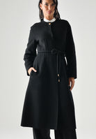 MAX MARA Cappotto lungo nero in cachemire e seta da donna, con cintura<BR/> 2626016011600 007 MAX MARA 