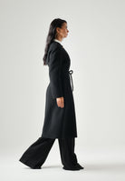 MAX MARA Cappotto lungo nero in cachemire e seta da donna, con cintura<BR/> 2626016011600 007 MAX MARA 