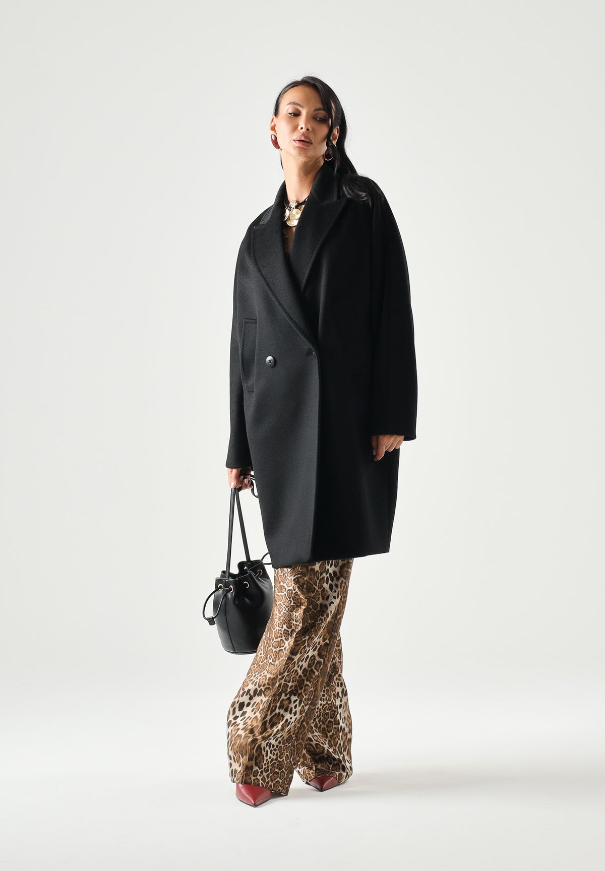 MAX MARA STUDIO Cappotto MSTMASTRO doppiopetto in drap lana, nero, da donna<BR/> 2626016071600 013 MAX MARA STUDIO 