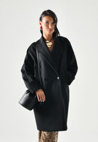 MAX MARA STUDIO Cappotto MSTMASTRO doppiopetto in drap lana, nero, da donna<BR/> 2626016071600 013 MAX MARA 