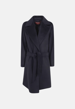 MAX MARA Cappotto MSTDRAVENNA lungo blu da donna, linea dritta civada con cintura blu <BR/> 2626016081600 010 MAX MARA 
