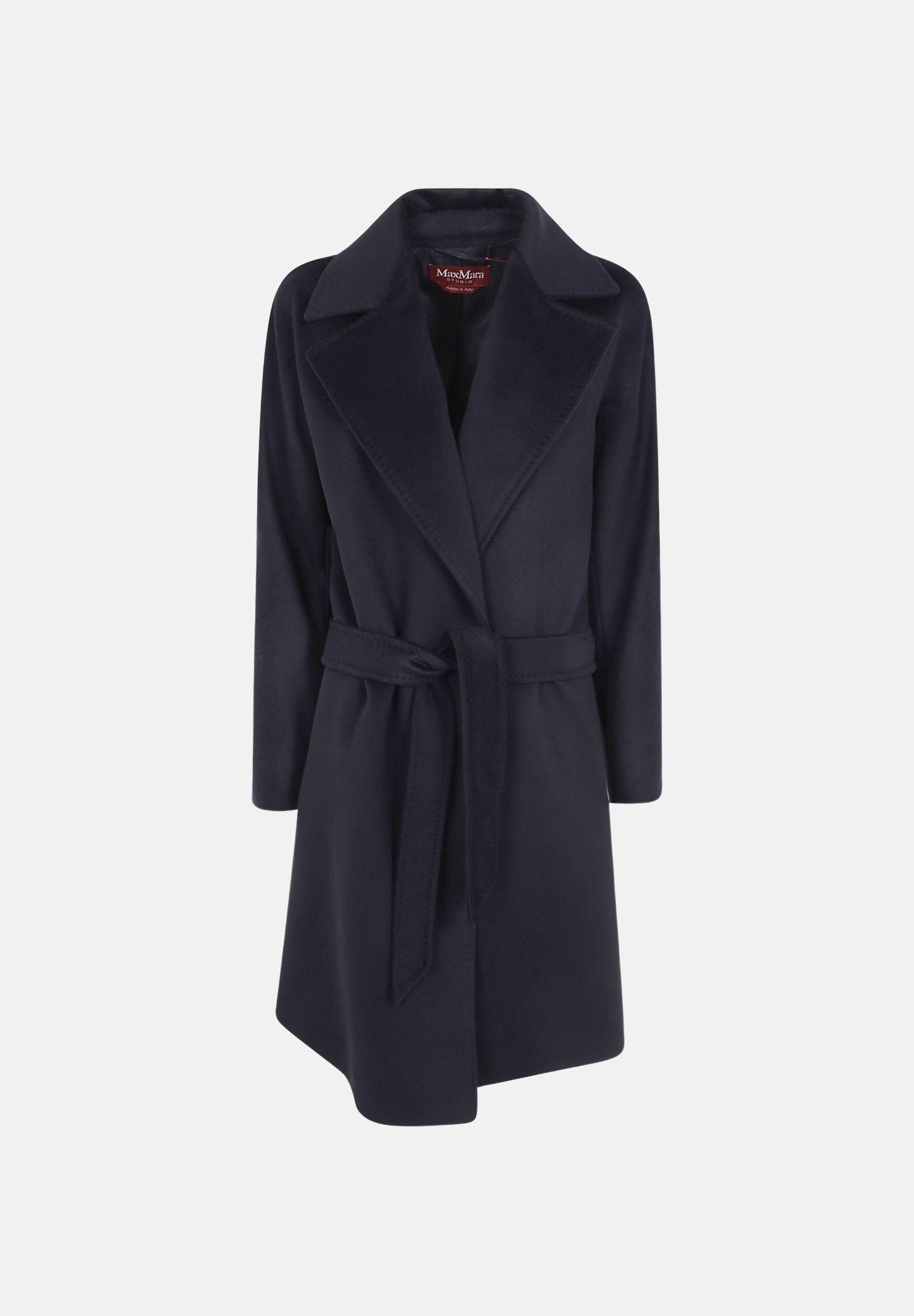 MAX MARA Cappotto MSTDRAVENNA lungo blu da donna, linea dritta civada con cintura blu <BR/> 2626016081600 010 MAX MARA 