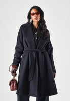 MAX MARA Cappotto MSTDRAVENNA lungo blu da donna, linea dritta civada con cintura blu <BR/> 2626016081600 010 MAX MARA 