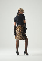 MAX MARA Gonna MSTFALANGE svasata, in velluto marrone da donna con stampa animalier<BR/> 2626106011600 001 MAX MARA 