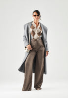 MAX MARA Pantaloni cuoio-marrone da  donna con cintura in vita e piega stirata. 2626136042600 002 MAX MARA 