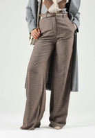 MAX MARA Pantaloni cuoio-marrone da  donna con cintura in vita e piega stirata. 2626136042600 002 MAX MARA 