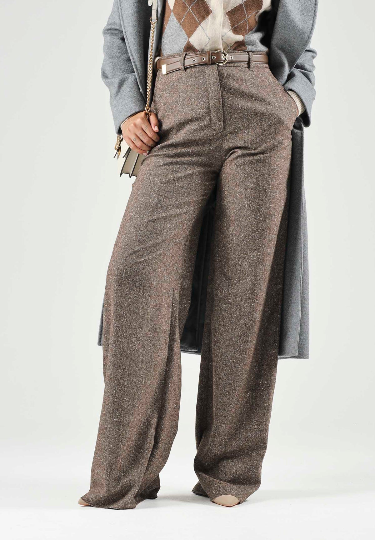 MAX MARA Pantaloni MSTGIOIA cuoio-marrone da  donna con cintura in vita e piega stirata. 2626136042600 002 MAX MARA STUDIO 