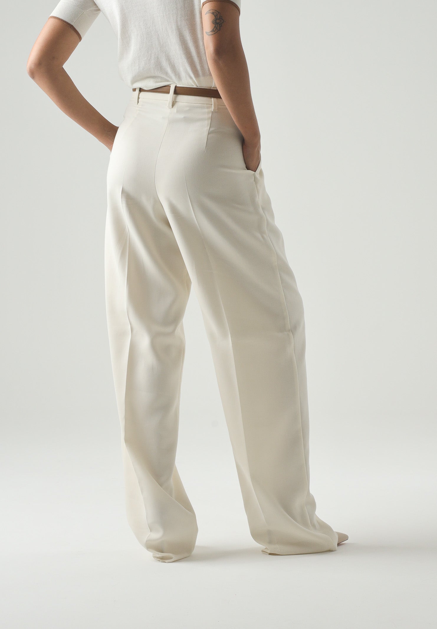 MAX MARA Pantalone MSTADUNCO bianco-avorio, da donna, chiusura con tasche alla francese<BR/> 2626136081600 011 MAX MARA 