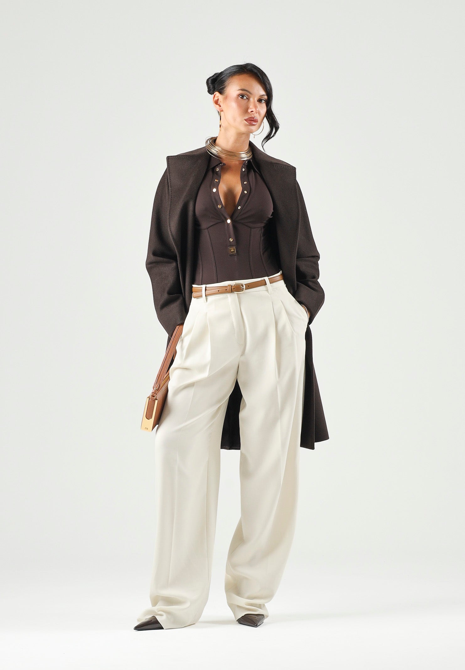 MAX MARA Pantalone MSTADUNCO bianco-avorio, da donna, chiusura con tasche alla francese<BR/> 2626136081600 011 MAX MARA 