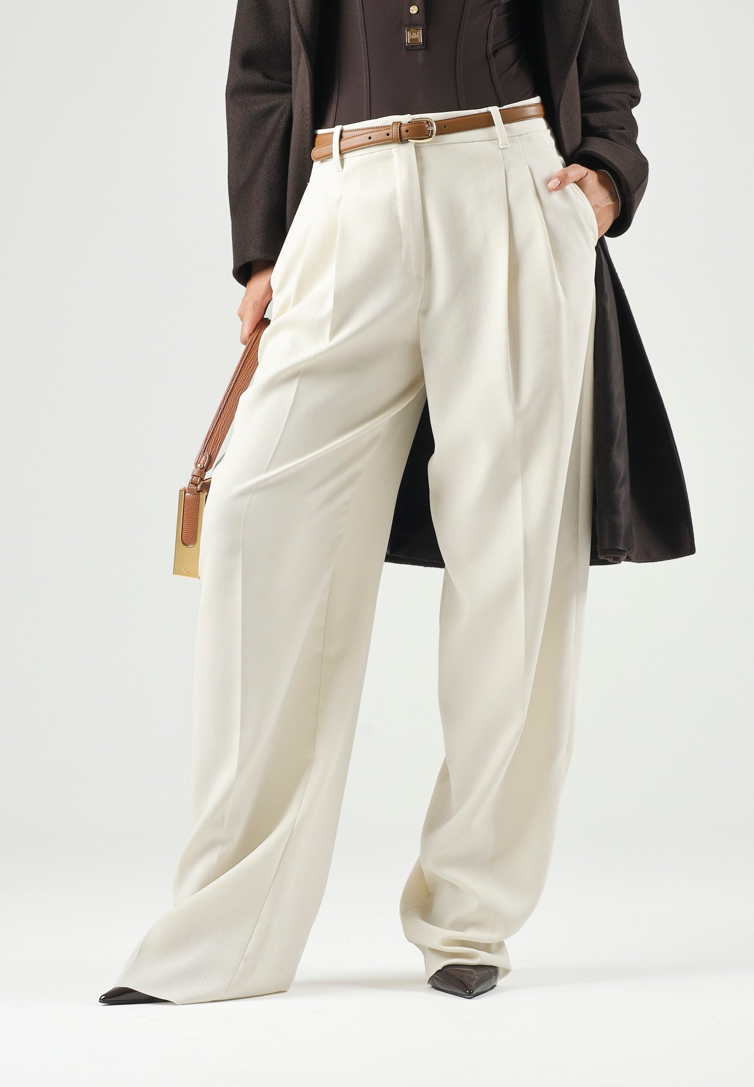 MAX MARA Pantalone MSTADUNCO bianco-avorio, da donna, chiusura con tasche alla francese<BR/> 2626136081600 011 MAX MARA 
