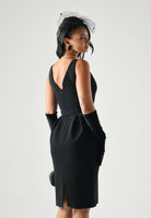 MAX MARA STUDIO Abito MSEULIVO midi nero da donna con scollo a V<BR/> 2626226013600 001 MAX MARA 