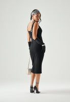 MAX MARA Abito MSTSALA midi nero da donna con tagli verticali e obliqui<BR/> 2626226035600 001 MAX MARA 