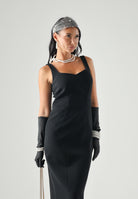MAX MARA Abito MSTSALA midi nero da donna con tagli verticali e obliqui<BR/> 2626226035600 001 MAX MARA 