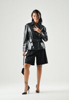 MAX MARA Giubbotto MSTGIUSTO biker in pelle nera  da donna con cinturino 2626446011600 004 MAX MARA 