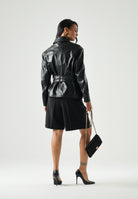 MAX MARA Giubbotto MSTGIUSTO biker in pelle nera  da donna con cinturino 2626446011600 004 MAX MARA 