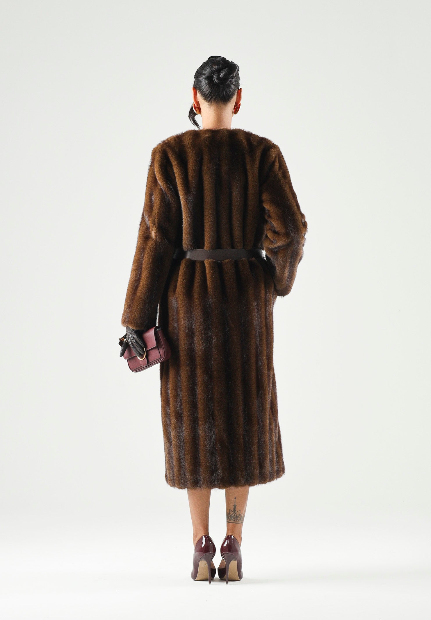 MAX MARA Cappotto MSTORMA lungo in pelliccia sintetica con cintura nocciola, marrone da donna con cintura 2626456012600 001 MAX MARA 