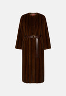 MAX MARA Cappotto lungo in pelliccia sintetica con cintura nocciola, marrone da donna con cintura 2626456012600 001 MAX MARA 
