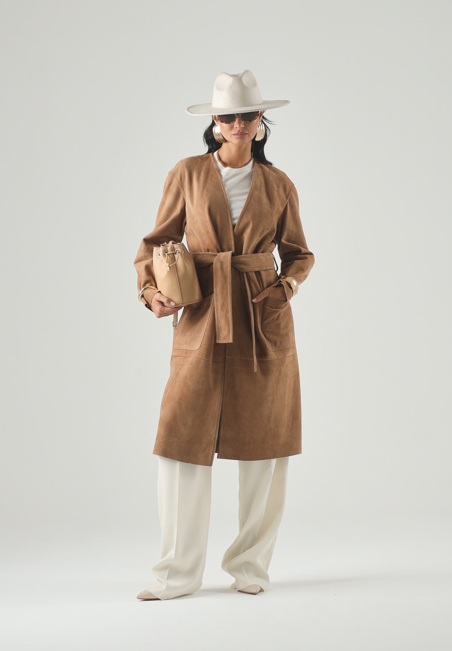 MAX MARA STUDIO Spoverino MSTPORTICI, -cammello/beige, da donna in pelle scamosciata<BR/> 2626476011600 002 MAX MARA 