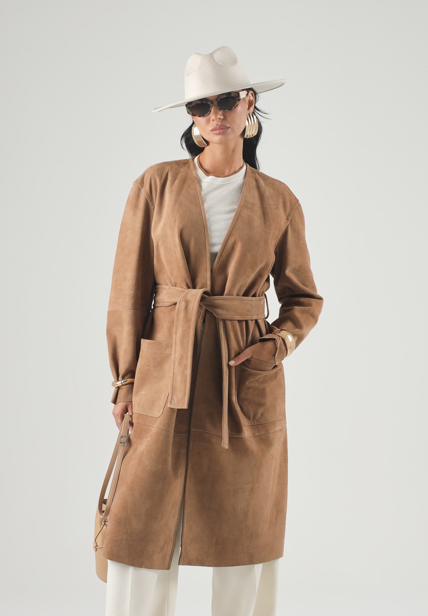 MAX MARA STUDIO Spoverino MSTPORTICI, -cammello/beige, da donna in pelle scamosciata<BR/> 2626476011600 002 MAX MARA 