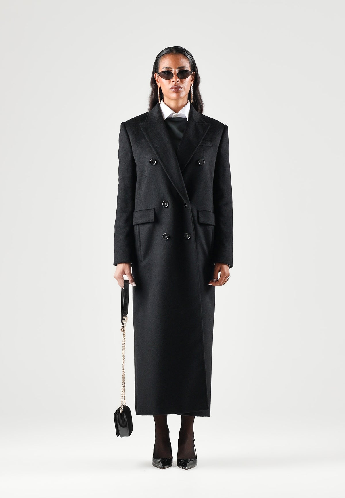 MAX MARA Cappotto lungo MSTEFFIGE nero da donna con costruzione doppiopetto 2626016012600 013 MAX MARA STUDIO 