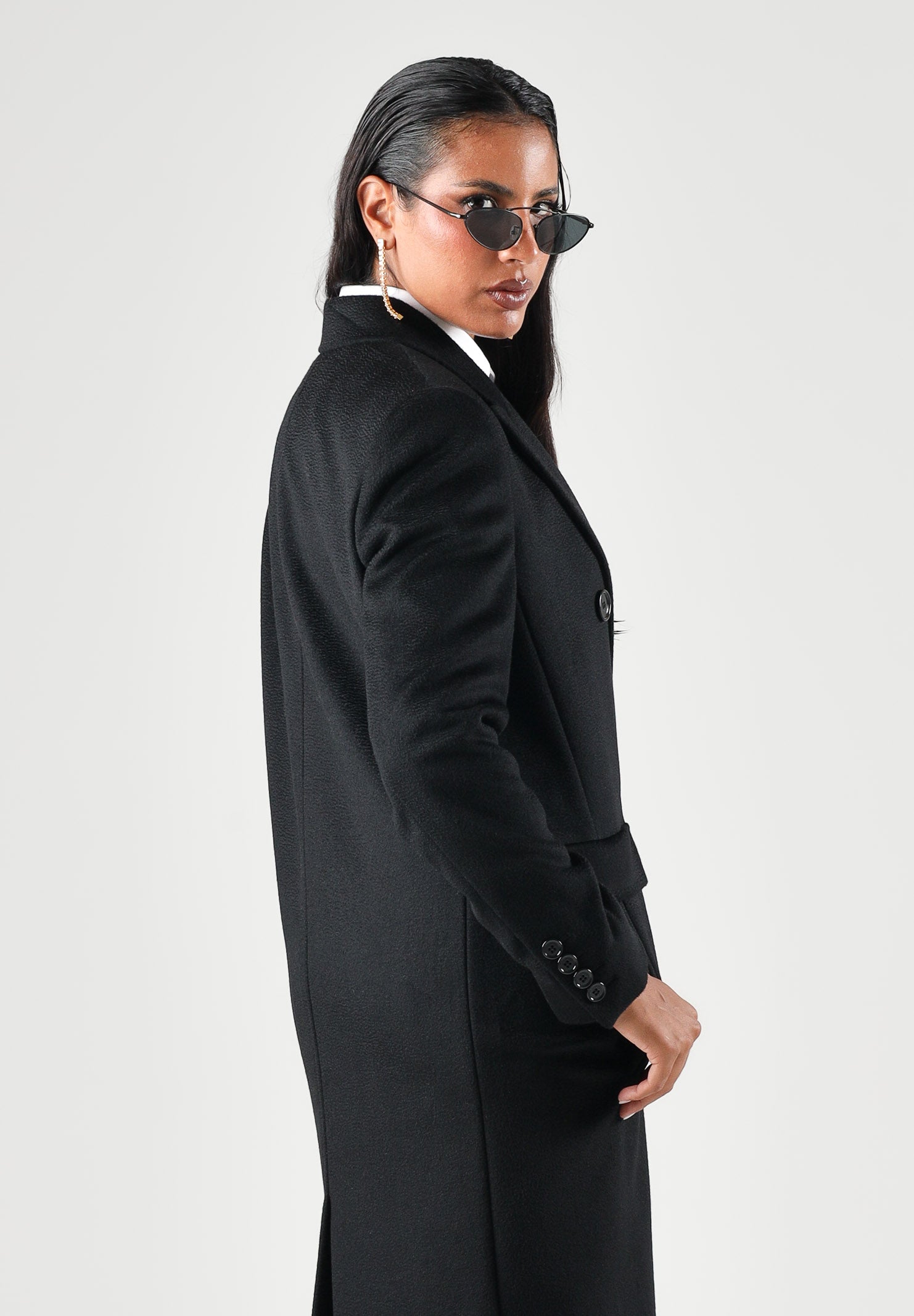 MAX MARA Cappotto lungo MSTEFFIGE nero da donna con costruzione doppiopetto 2626016012600 013 MAX MARA STUDIO 