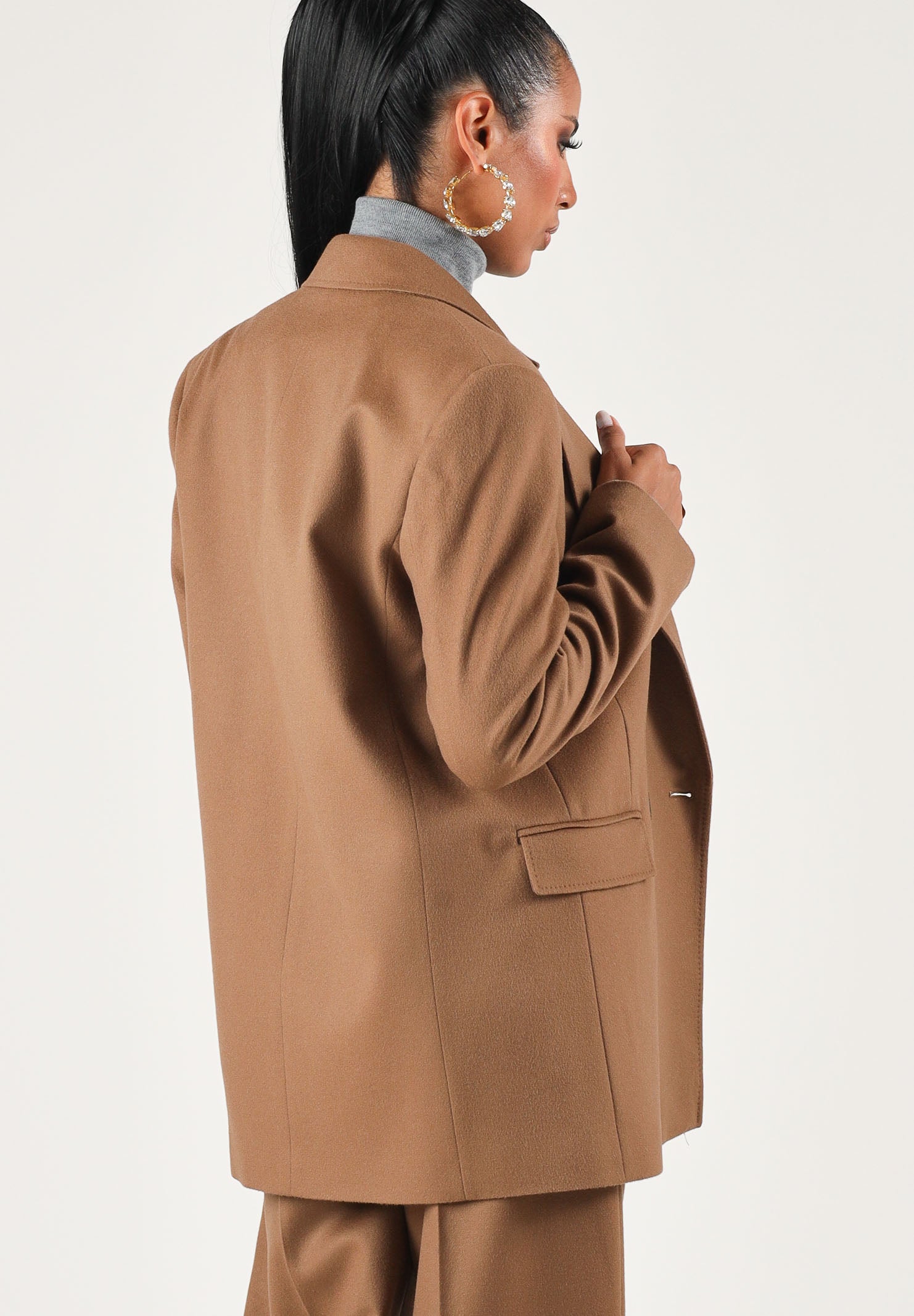 MAX MARA STUDIO Giacca blazer doppiopetto cuoio per donna tessuto in lana spazzolata effetto scamosciato 2626046032600 025 MAX MARA STUDIO 
