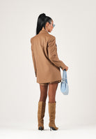 MAX MARA STUDIO Giacca blazer doppiopetto cuoio per donna tessuto in lana spazzolata effetto scamosciato 2626046032600 025 MAX MARA STUDIO 