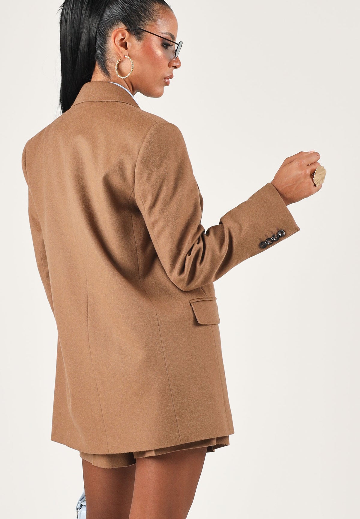 MAX MARA STUDIO Giacca blazer doppiopetto cuoio per donna con ampi risvolti a lancia 2626046032600 025 MAX MARA STUDIO 