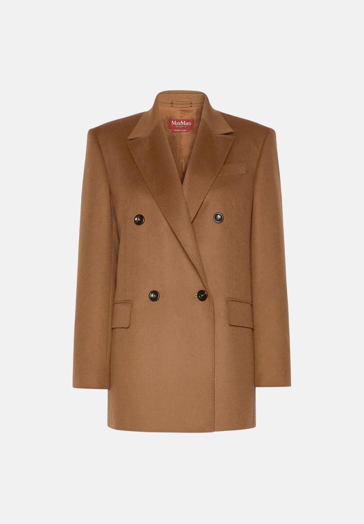 MAX MARA STUDIO Giacca blazer doppiopetto cuoio per donna con ampi risvolti a lancia 2626046032600 025 MAX MARA STUDIO 