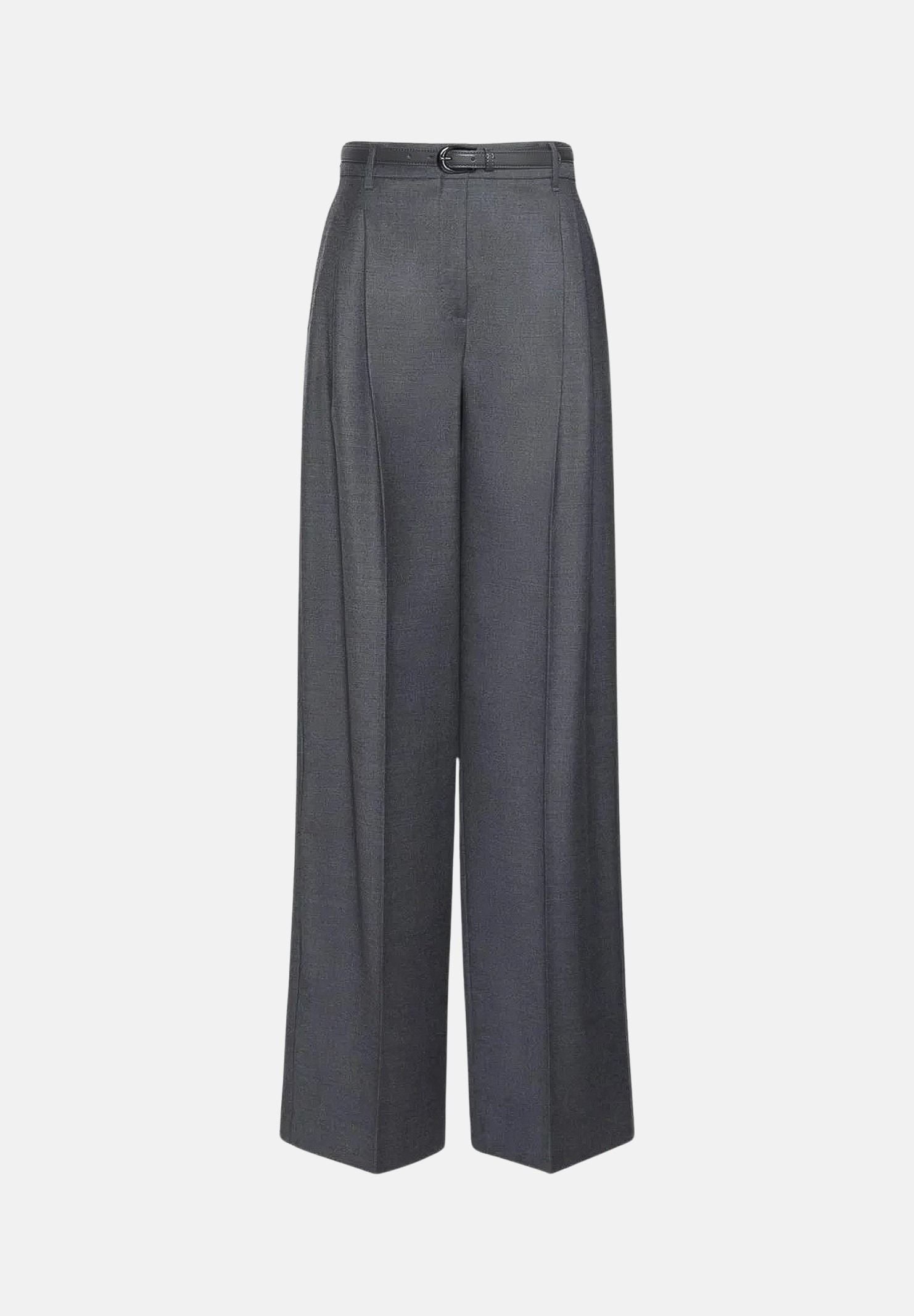 MAX MARA STUDIO Pantaloni grigio scuro per donna con piega centrale e design a gamba larga. 2626136032600 003 MAX MARA STUDIO 