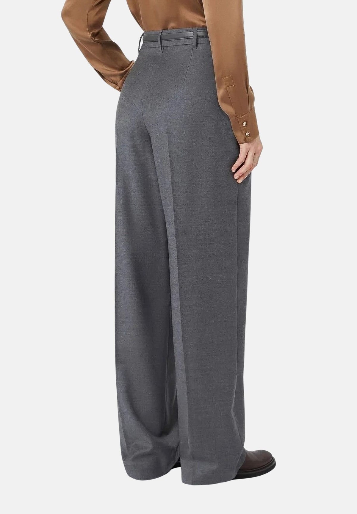 MAX MARA STUDIO Pantaloni grigio scuro per donna con piega centrale e design a gamba larga. 2626136032600 003 MAX MARA STUDIO 