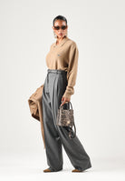 MAX MARA STUDIO Pantaloni MSTLAGO grigio scuro per donna con piega centrale e design a gamba larga. 2626136032600 003 MAX MARA STUDIO 