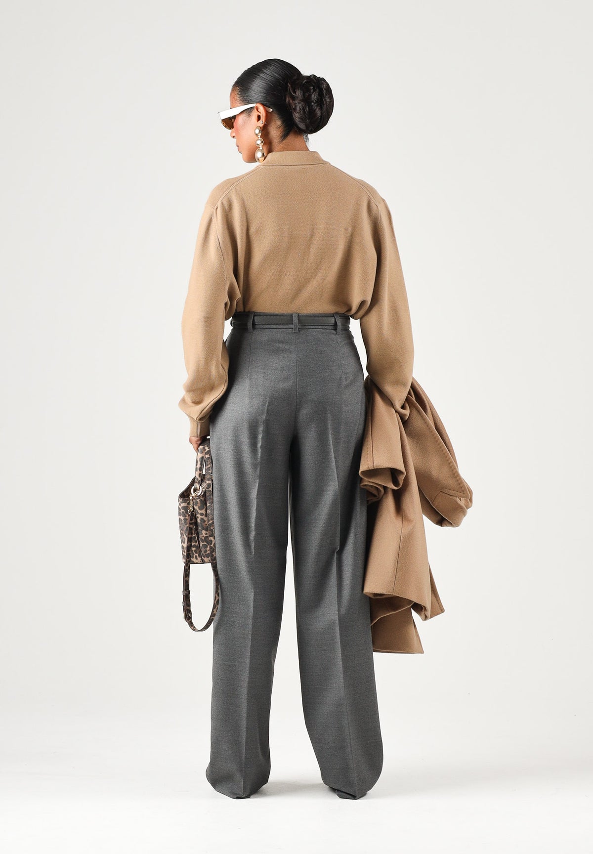 MAX MARA STUDIO Pantaloni MSTLAGO grigio scuro per donna con piega centrale e design a gamba larga. 2626136032600 003 MAX MARA STUDIO 