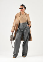 MAX MARA STUDIO Pantaloni MSTLAGO grigio scuro per donna con piega centrale e design a gamba larga. 2626136032600 003 MAX MARA STUDIO 